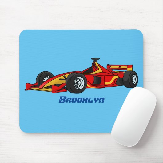 高速レーシングカーの漫画イラストレーション マウスパッド (マウス)