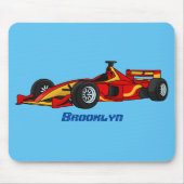 高速レーシングカーの漫画イラストレーション マウスパッド (正面)