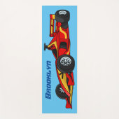 高速レーシングカーの漫画イラストレーション  ヨガマット (正面)