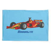 高速レーシングカーの漫画イラストレーション 枕カバー (裏面)