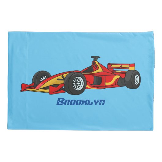 高速レーシングカーの漫画イラストレーション 枕カバー (裏面)