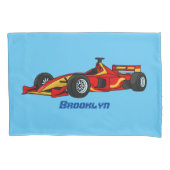 高速レーシングカーの漫画イラストレーション 枕カバー (正面)