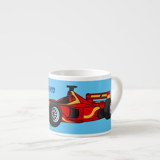 高速レーシングカー漫画イラストレーション エスプレッソカップ (正面右)