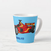 高速レーシングカー漫画イラストレーション カフェラテマグ (右アングル)