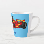 高速レーシングカー漫画イラストレーション カフェラテマグ (右)