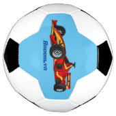 高速レーシングカー漫画イラストレーション サッカーボール (回転)