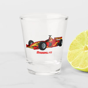 高速レーシングカー漫画イラストレーション ショットグラス