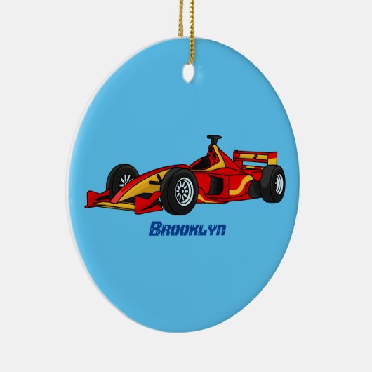 高速レーシングカー漫画イラストレーション セラミックオーナメント (右)