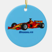 高速レーシングカー漫画イラストレーション セラミックオーナメント (正面)