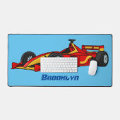 高速レーシングカー漫画イラストレーション デスクマット (キーボード&マウス)