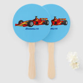 高速レーシングカー漫画イラストレーション ハンドファン (正面&裏面)