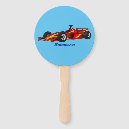 高速レーシングカー漫画イラストレーション ハンドファン (正面)