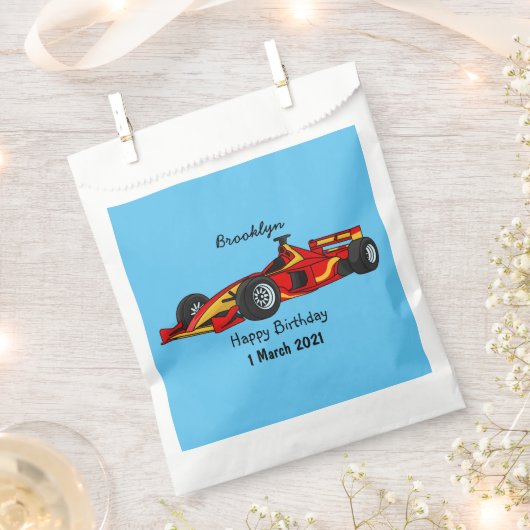 高速レーシングカー漫画イラストレーション フェイバーバッグ (クリップ留めされた状態)
