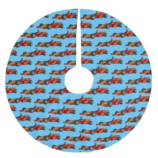 高速レーシングカー漫画イラストレーション ブラッシュドポリエステルツリースカート (正面)