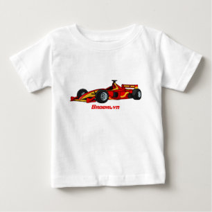 高速レーシングカー漫画イラストレーション ベビーTシャツ