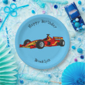 高速レーシングカー漫画イラストレーション ペーパープレート (パーティー)