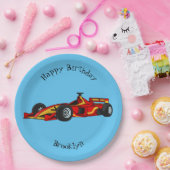 高速レーシングカー漫画イラストレーション ペーパープレート (パーティー)