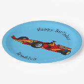 高速レーシングカー漫画イラストレーション ペーパープレート (アングル)