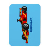 高速レーシングカー漫画イラストレーション マグネット (縦)