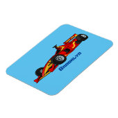 高速レーシングカー漫画イラストレーション マグネット (左側)