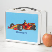 高速レーシングカー漫画イラストレーション メタルランチボックス (インサイチュ)