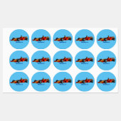 高速レーシングカー漫画イラストレーション ラベル (シート)