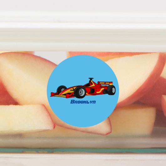 高速レーシングカー漫画イラストレーション ラベル (貼付)