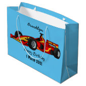 高速レーシングカー漫画イラストレーション ラージペーパーバッグ (裏面アングル)