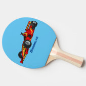 高速レーシングカー漫画イラストレーション 卓球ラケット (横)