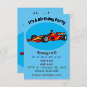 高速レーシングカー漫画イラストレーション 招待状 (正面/裏面)