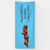 高速レーシングカー漫画イラストレーション 横断幕 (縦)