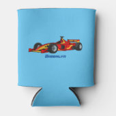 高速レーシングカー漫画イラストレーション 缶クーラー (正面)