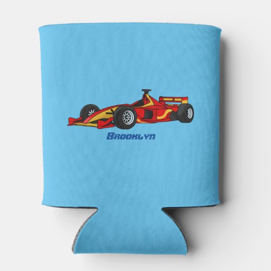 高速レーシングカー漫画イラストレーション 缶クーラー (裏面)