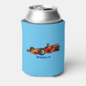 高速レーシングカー漫画イラストレーション 缶クーラー (缶裏面)