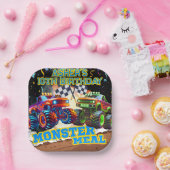 高速レーシングスクエアを見下ろすモンスタートラック ペーパープレート (パーティー)