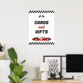 高速ヴィンテージレースカーの誕生日カードとギフトを2つ ポスター (ホームオフィス)