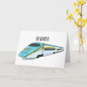 高速新幹線の漫画イラストレーション カード (黄色い花)