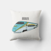 高速新幹線の漫画イラストレーション クッション (裏面)