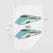 高速新幹線の漫画イラストレーション ゴルフタオル (インサイチュ)