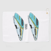 高速新幹線の漫画イラストレーション ゴルフタオル (横)