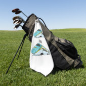 高速新幹線の漫画イラストレーション ゴルフタオル (グリーン)