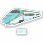 高速新幹線の漫画イラストレーション シール (正面)