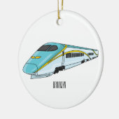 高速新幹線の漫画イラストレーション セラミックオーナメント (左)