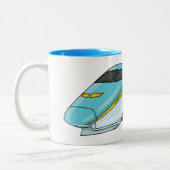 高速新幹線の漫画イラストレーション ツートーンマグカップ (左)