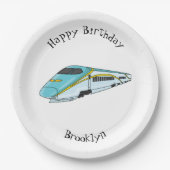 高速新幹線の漫画イラストレーション ペーパープレート (正面)