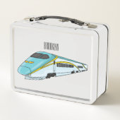 高速新幹線の漫画イラストレーション メタルランチボックス (裏面)