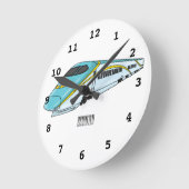 高速新幹線の漫画イラストレーション ラウンド壁時計 (傾斜)