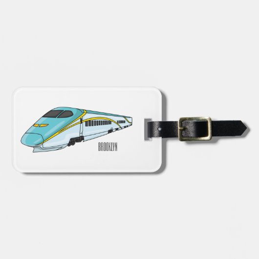 高速新幹線の漫画イラストレーション ラゲッジタグ (正面横)