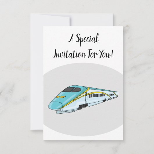 高速新幹線の漫画イラストレーション 招待状 (裏面)
