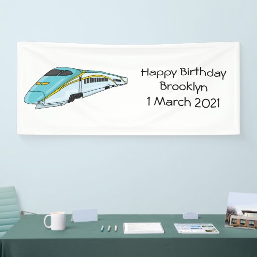 高速新幹線の漫画イラストレーション 横断幕 (トレードショー)